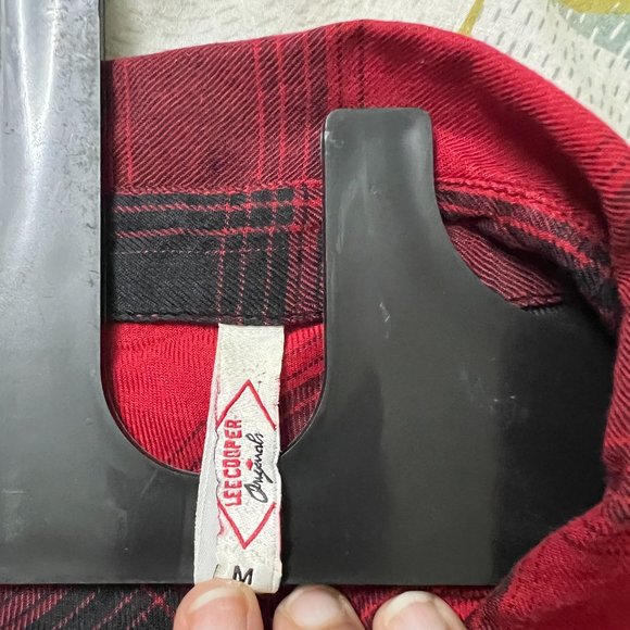 Bright Red and Black Lee Cooper Originals Full Sleeve Shirt - Picture 4 of 7